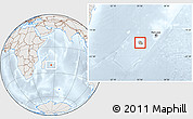 Shaded Relief Location Map of Reunion, lighten, semi-desaturated