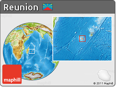 Shaded Relief Location Map of Reunion, physical outside