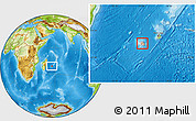 Shaded Relief Location Map of Reunion, physical outside