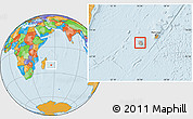 Shaded Relief Location Map of Reunion, political outside
