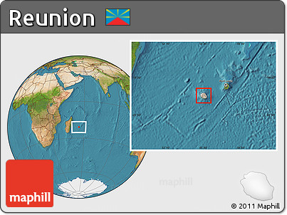 Shaded Relief Location Map of Reunion, satellite outside