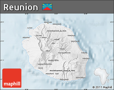 Classic Style Map of Reunion, single color outside