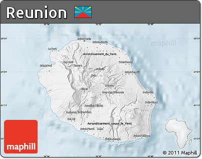 Classic Style Map of Reunion, single color outside