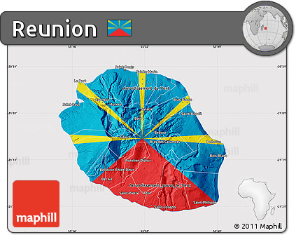 Flag Map of Reunion
