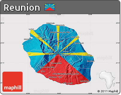 Flag Map of Reunion