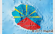 Flag Map of Reunion, physical outside, flag centered