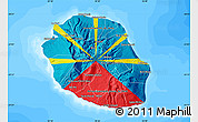 Flag Map of Reunion, single color outside, bathymetry sea