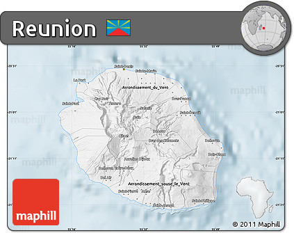 Gray Map of Reunion, single color outside
