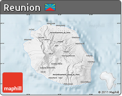 Gray Map of Reunion, single color outside