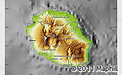 Physical Map of Reunion, darken, desaturated