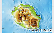 Physical Map of Reunion, darken, land only