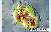 Physical Map of Reunion, darken, semi-desaturated