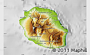 Physical Map of Reunion, lighten, desaturated