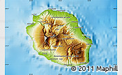 Physical Map of Reunion, lighten, land only