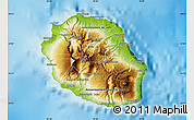 Physical Map of Reunion, semi-desaturated, land only