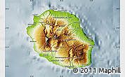 Physical Map of Reunion, semi-desaturated