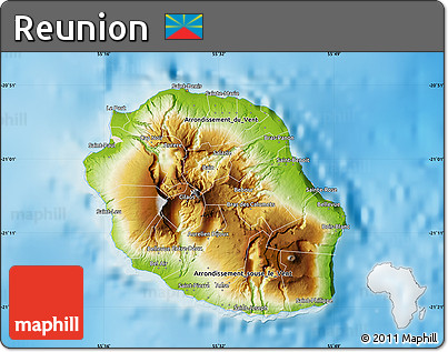 Physical Map of Reunion, shaded relief outside