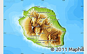 Physical Map of Reunion, single color outside, bathymetry sea