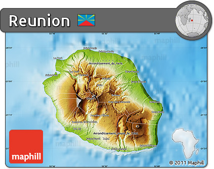 Physical Map of Reunion, single color outside