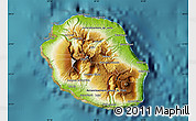 Physical Map of Reunion, single color outside, satellite sea