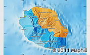 Political Map of Reunion, physical outside