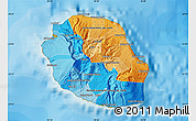 Political Map of Reunion, satellite outside, bathymetry sea