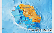 Political Map of Reunion, shaded relief outside, bathymetry sea