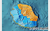 Political Map of Reunion, single color outside, satellite sea