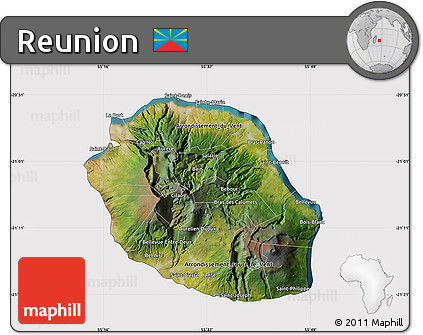 Satellite Map of Reunion, cropped outside