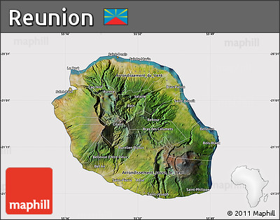Satellite Map of Reunion, cropped outside