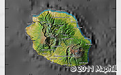 Satellite Map of Reunion, darken, desaturated