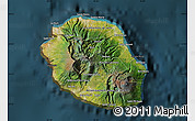 Satellite Map of Reunion, darken