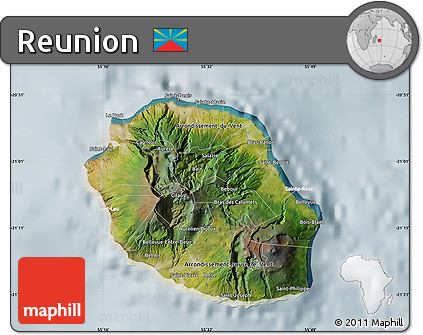 Satellite Map of Reunion, lighten