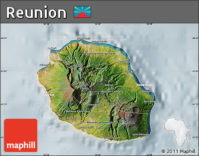 Satellite Map of Reunion, lighten
