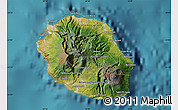 Satellite Map of Reunion, political shades outside, satellite sea