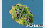 Satellite Map of Reunion, semi-desaturated, land only