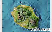 Satellite Map of Reunion, shaded relief outside, satellite sea