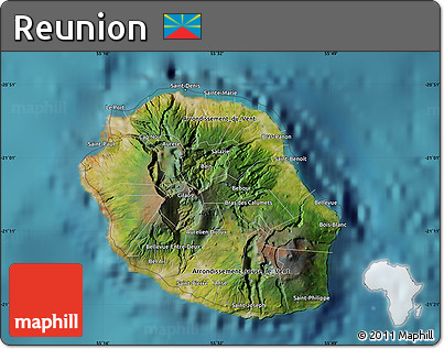 Satellite Map of Reunion, single color outside