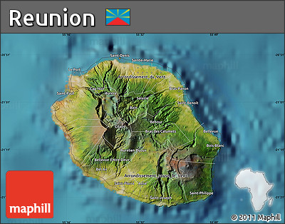 Satellite Map of Reunion, single color outside