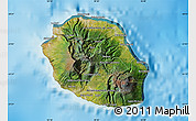 Satellite Map of Reunion, single color outside, shaded relief sea