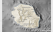 Shaded Relief Map of Reunion, darken, desaturated