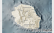 Shaded Relief Map of Reunion, darken, semi-desaturated