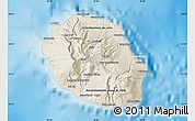 Shaded Relief Map of Reunion, lighten, desaturated, land only