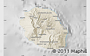 Shaded Relief Map of Reunion, lighten, desaturated