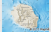 Shaded Relief Map of Reunion, lighten, semi-desaturated, land only