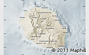 Shaded Relief Map of Reunion, lighten, semi-desaturated
