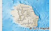 Shaded Relief Map of Reunion, political shades outside
