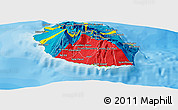 Flag Panoramic Map of Reunion, physical outside, bathymetry sea