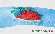 Flag Panoramic Map of Reunion, physical outside, flag centered