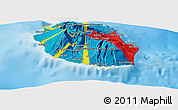 Flag Panoramic Map of Reunion, physical outside, flag rotated